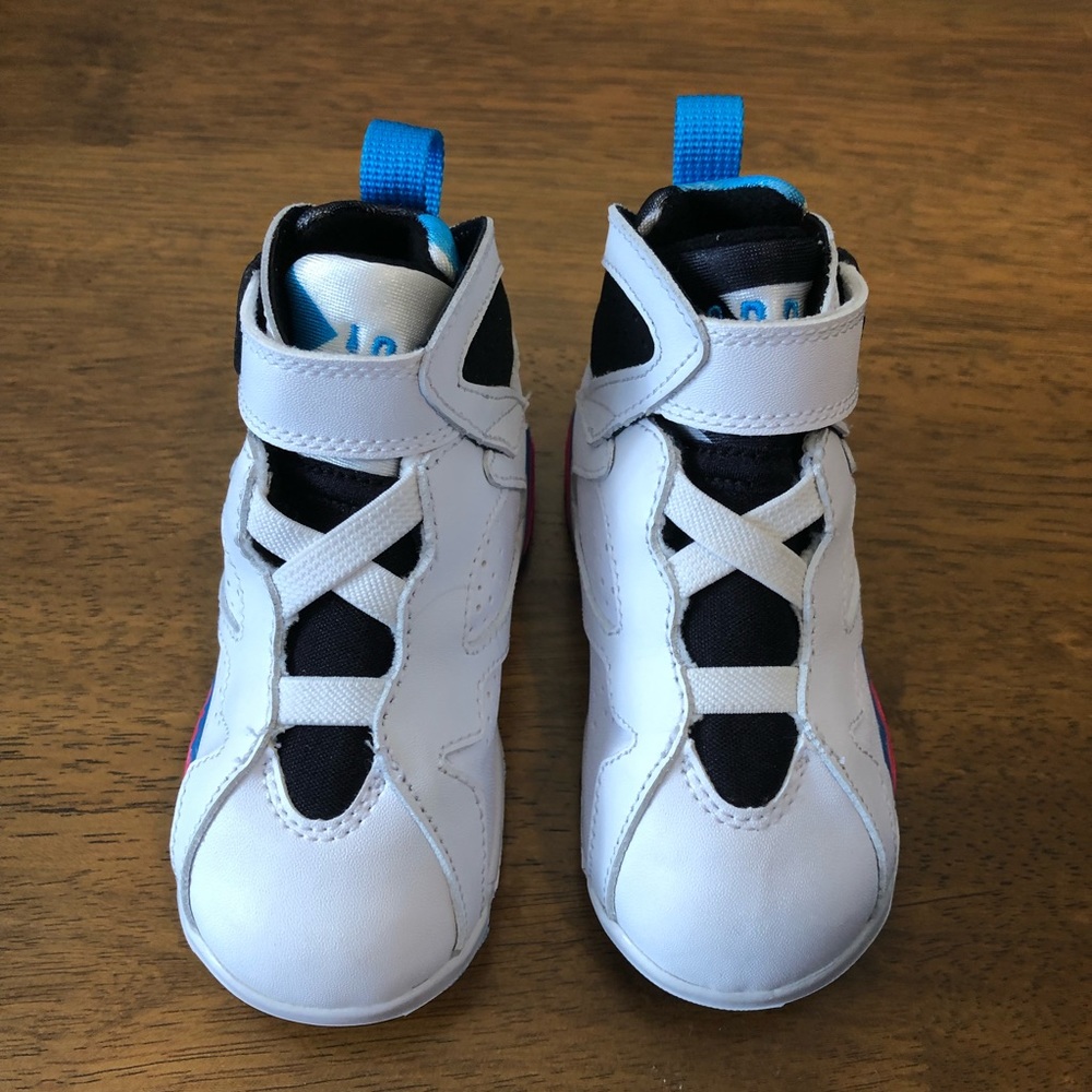Baby Air Jordan VII 7 Retro White Orion Blue Black Infrared Red - Picture 5 of 11